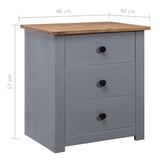 ZNTS Bedside Cabinet Grey 46x40x57 cm Pinewood Panama Range 282653