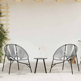 Garden Chair Set 3 pcs Black and Light Grey Poly Rattan 4009294