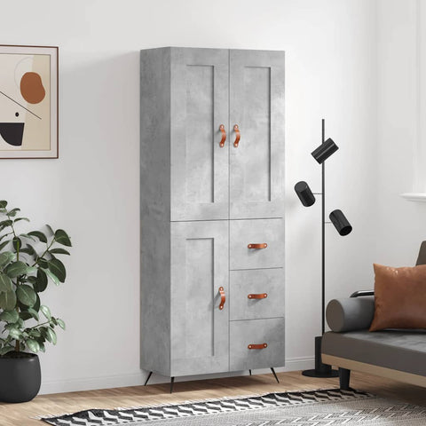 Highboard Concrete Grey 69.5x34x180 cm Engineered Wood 3199981