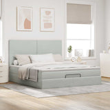 ZNTS Ottoman Bed with Mattresses Light Grey 180x200cm Velvet 3313415