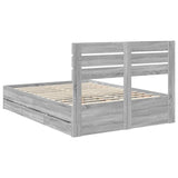 Bed Frame with Drawer Grey Sonoma 140 x 200 cm Engineer Wood 3411503