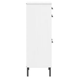 Shoe Rack with Metal Legs White Solid Wood Pine OSLO 350984