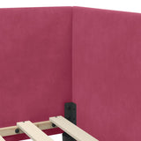 Corner Bed Frame with Headboard Wine Red 100 cm x 200 cm Velvet 42016660