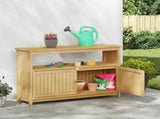 Garden Console Table with Storage Light Acacia 110 x 35 x 75 cm 42026801