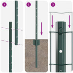 Fence with Posts Green 1 x 10 m Steel 3335975