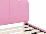 Children's Bed Frame with Headboard Pink 80 x 160 cm Fabric 42011047
