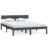 Bed Frame without Mattress Grey Solid Wood Pine King Size 810154