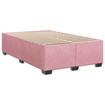 ZNTS Box Spring Bed with Mattress Pink 120x190 cm Small Double Velvet 3290863