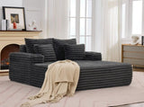 Chaise Lounge Chair Indoor, Plush Faux Fur Sleeper Sofa Couch Bed with Pillows & Wide Armrests, W5807P531941