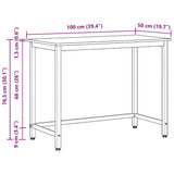 Table Black Oak 80 x 50 x 76.5 cm Engineered Wood and Steel 873762