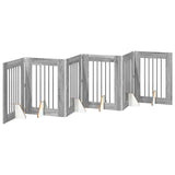 Dog Gate with Stands 6 pcs Grey Sonoma 60 x 80 cm 892106