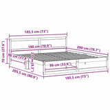 Bed Frame with Headboard Wax Brown 180 x 200 cm Solid Pine Wood 873264