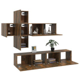 7 Piece TV Cabinet Set Smoked Oak Engineered Wood 3114515