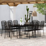 Dining Set Black Powder-coated steel, glass, cotton rope Large 3099142