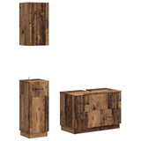 3 Piece Bathroom Cabinet Set HOORN Old Wood Engineered Wood 3417799