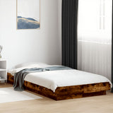 Bed Frame with LED Lights without Mattress Smoked Oak 90x190cm 3281151