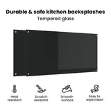 Kitchen Backsplash 2 pcs Black 120 x 60 cm Tempered Glass 3415499