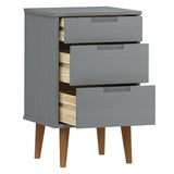 ZNTS Bedside Cabinet MOLDE Grey 40x35x65 cm Solid Wood Pine 350500