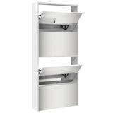 Shoe Cabinet with Mirror 4-Layer High Gloss White 63x17x134 cm 3228276