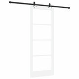 Sliding Door White 83 x 211 cm Solid Pine Wood and Glass 3332308