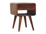 Solid Wood Mini Chestnut Curve Lower Bedside, 1 Drawer and Open Slot, Dark Brown B2743P402922