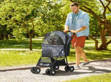 Pet Stroller, Dog Pushchair, Cat Travel Carriage, Foldable w/ Carrying Bag, Universal Wheels, Brake T3398P349596