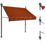 Manual Retractable Awning with LED 200 cm Orange and Brown 145878