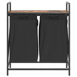 Laundry Basket 2 Compartments with Shelf Smoked Oak 859067