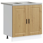 Sink Base Cabinet with Door Porto 2 pcs Brown 80 x 46 x 84.5 cm 3315030