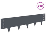 Lawn Edging 10 pcs 100 x 25 cm Steel Anthracite 8008608