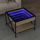 ZNTS Coffee Table with Infinity LED Sonoma Oak 50x50x38 cm 847698