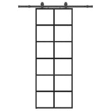 Sliding Door with Hardware Set Black 76x205 cm ESG Glass 3375904