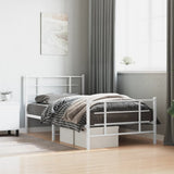 Metal Bed Frame without Mattress with Footboard White 100x200cm 355623