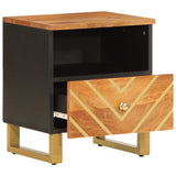 ZNTS Bedside Cabinets 2 pcs Brown and Black Solid Wood Mango 356790