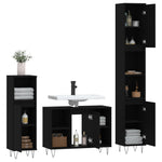 ZNTS 3 Piece Bathroom Furniture Set Black Engineered Wood 3190300
