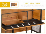 Rabbit Hutch Outdoor Guinea Pig Hutch Bunny Cage Metal Frame with No-Leak Tray Openable Roof Light T3398P347537