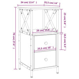 Bedside Cabinet Black 34x35.5x70 cm Engineered Wood 825943