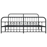 Bed Frame Black Powder-Coated Steel Double Bed Frame 352603