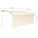 Manual Retractable Awning with Blind&LED 3x2.5m Cream 3069262