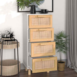 Sideboard White Engineered wood, solid pinewood, natural rattan 345642