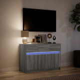 TV Cabinet with LED Grey Sonoma 91x34x61 cm Engineered Wood 852185