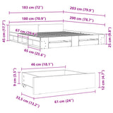 Bed Frame with Drawers without Mattress Smoked Oak 180x200 cm Super King 3280731