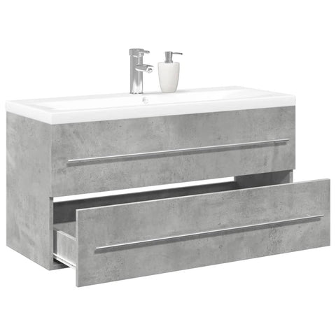 ZNTS 2 Piece Bathroom Furniture Set Concrete Grey Engineered Wood 3324922