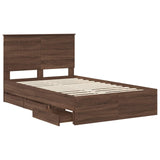 Bed Frame with Drawer Brown Oak 120 x 190 cm Engineer Wood 3411144