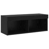 TV Cabinet Set Wall-mounted 6 pcs Black oak Engineered wood 3334382