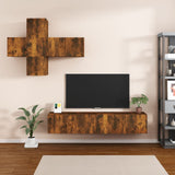 7 Piece TV Cabinet Set Smoked Oak Engineered Wood 3114507