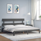 Bed Frame without Mattress Grey 200x200 cm Solid Wood Pine 3193553