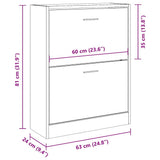 Shoe Cabinet Smoked Oak 63x24x81 cm Engineered Wood 342561