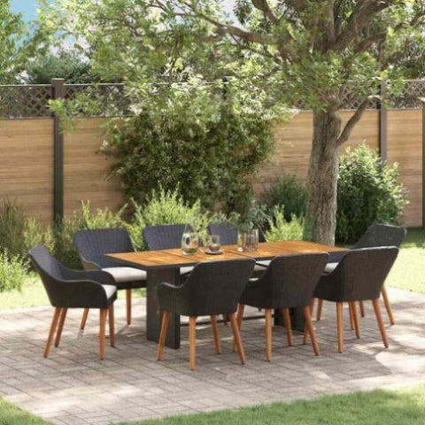 Garden Dining Set 9 pcs Black and brown Poly Rattan 3261624
