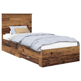 Bed Frame with Headboard Old Wood 90 x 200 cm Engineered Wood 3409710